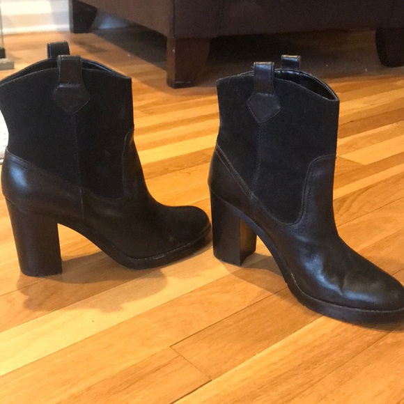 RALPH LAUREN BLACK LEATHER SUEDE WESTERN BOOTS - Picture 7 of 11